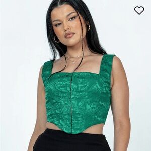 Princess Polly Daydreaming Corset Top Emerald Green Ladies US 2